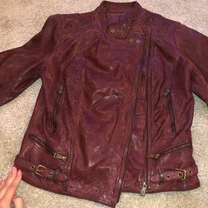 Ralph Lauren burgundy moto jacket